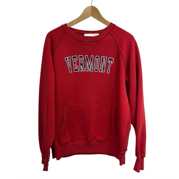 Vintage Vermont Oversized Red Crewneck Fleece Sweatshirt, M - Picture 1 of 8